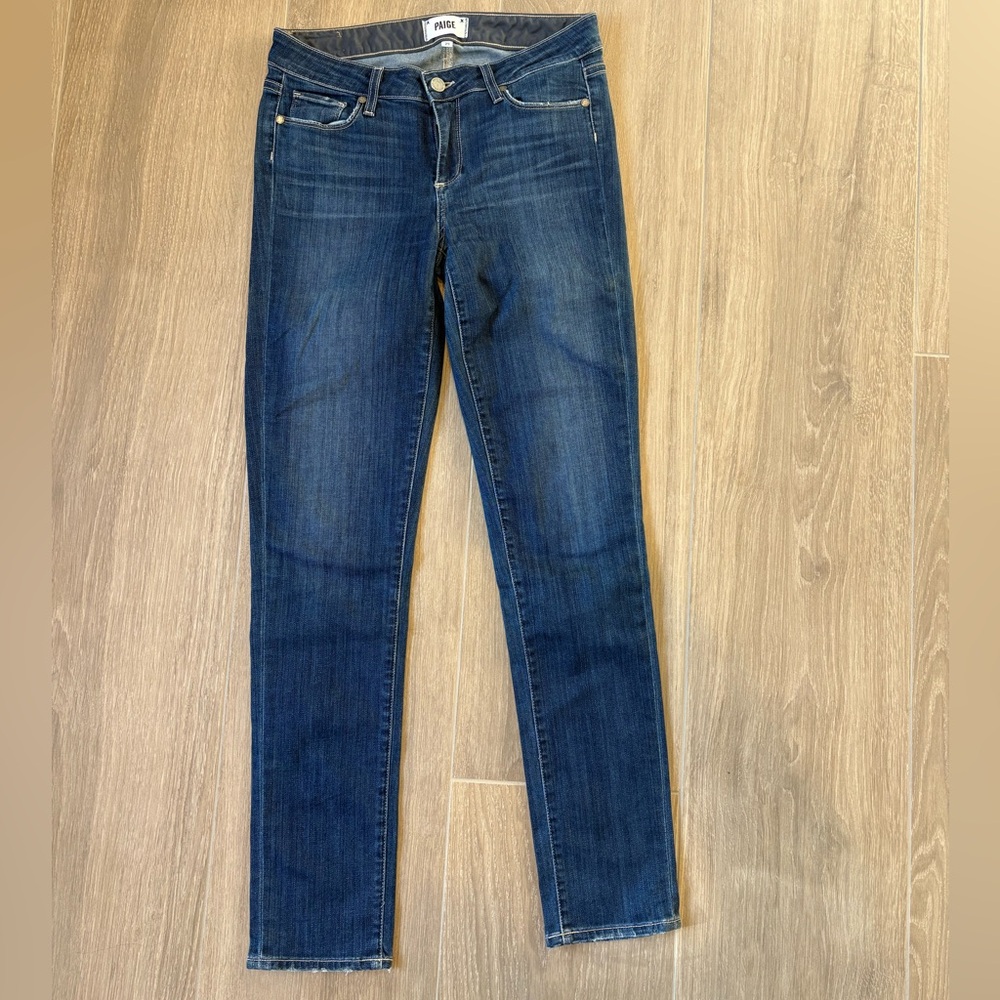 PAIGE Dark Indigo Skyline Skinny Jeans, size 29